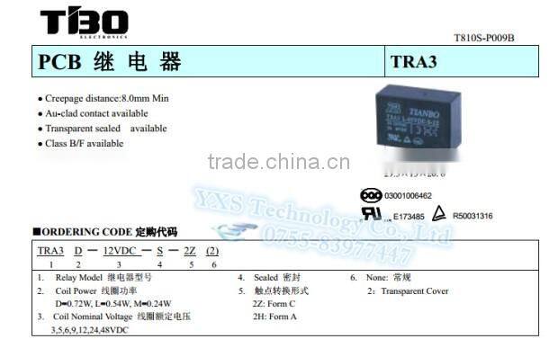 5pcs/lot power relay TRA3 L-12VDC-S-2Z in stead of G2R-2-12VDC 5A 8pin