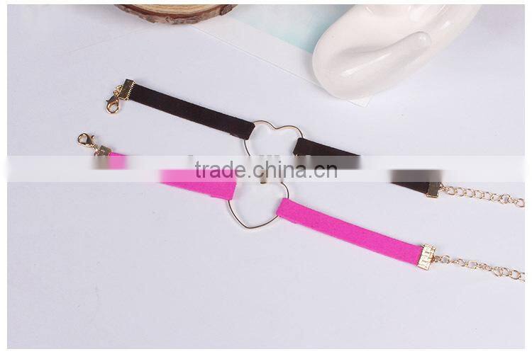 gold hollow heart charm suede leather bracelet lovers jewelry gifts