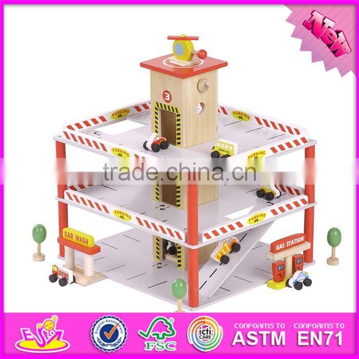2016 New products funny children wooden toy parking garage for sale W04B040