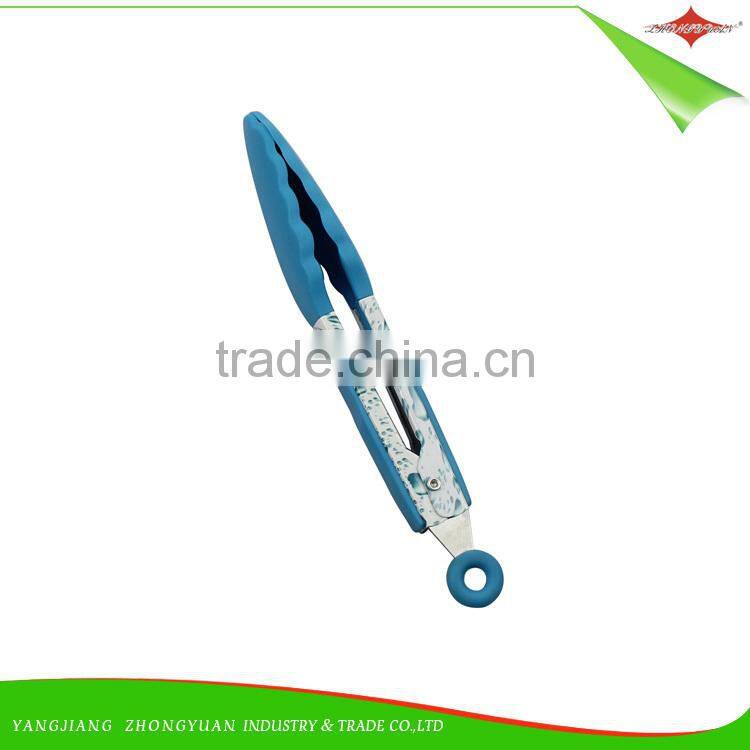 ZY-H2018 Wholesale Kitchen and Barbecue Grill Tongs Silicone Stainless Steel Locking Food Tong