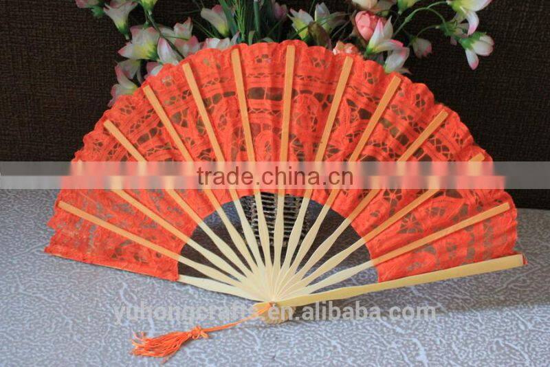 Handmade embroidery lace wedding fan for bridal