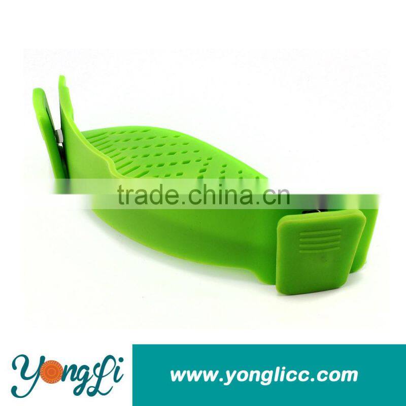 Kitchen Pan Strainer Snap'n Strain Clip-on Silicone Pasta for Draining Liquid