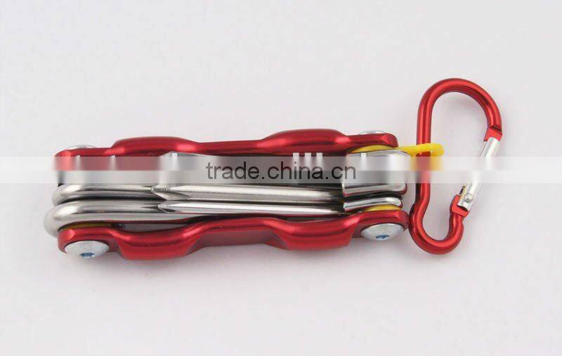 2014 new Stock pocket mini multi aluminium oxide promotion bike keychain tools 605-6