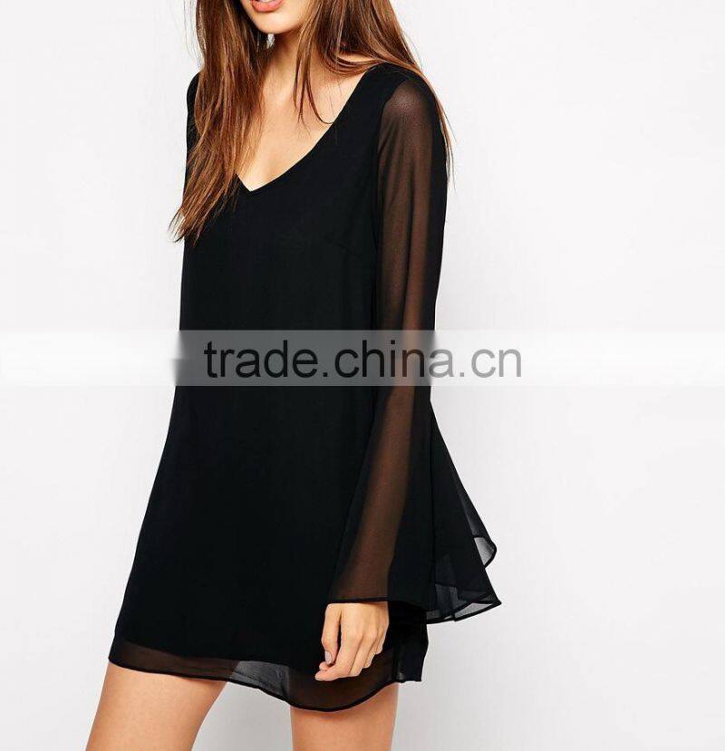 new elegant fashion lady prom party dress quality factory wholesale slit evening dress black long