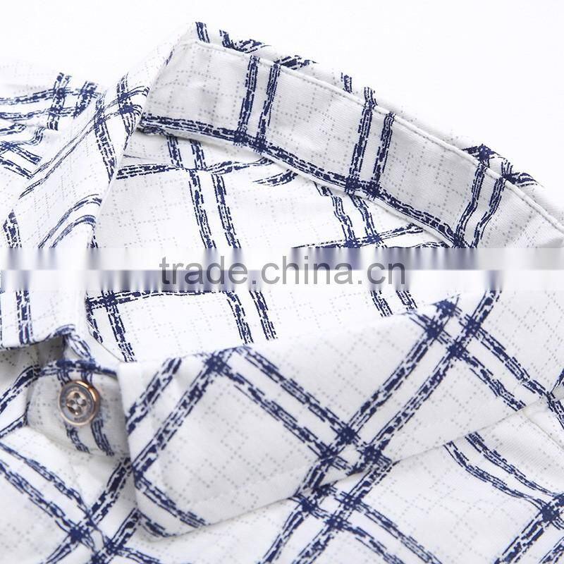 Fashion mens casual shirt 2016 new style with plaid cotton dress shirt,short sleeve cotton casual shirt design
