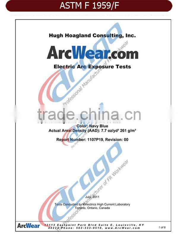 EN 11612 flame resistant oil rig coveralls