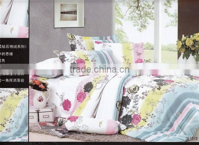 100%polyester disperse printed daisy design diamond velvet bedding set