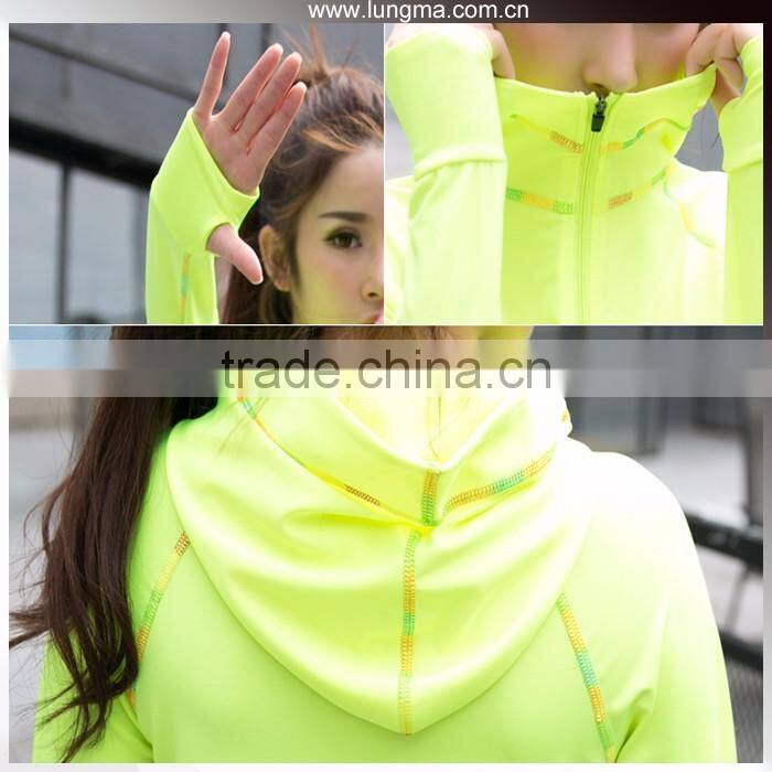 Long Sleeve Custom Women Cropped Compression Running Gym Hoodie