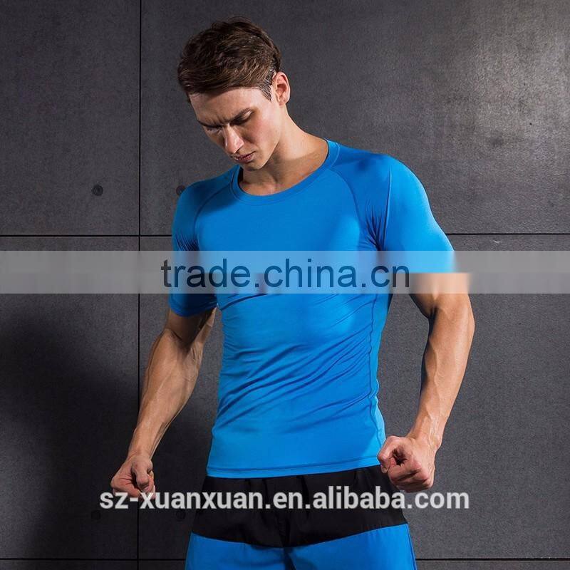 Newest design men t-shirt sportsware body tight t-shirt for men 2016