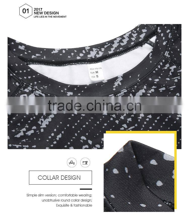 New style compression athletic seamless gym top training sport shirt for men