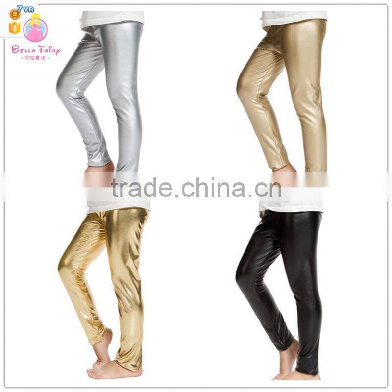 2016 Newest hot selling top quality design Imitation Leather Leggins fitness baby leggings Sweet Child Pants
