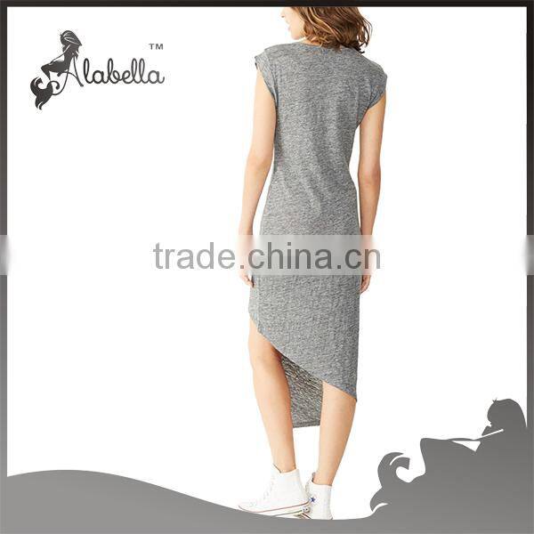 Irregular dress with light heather grey for girls