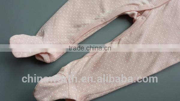 Pure Cotton polka dot Printed Baby Long Sleeves Romper with foot