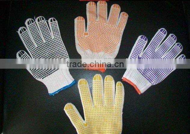 PVC dotted cotton work gloves cotton knitted gloves with PVC dots