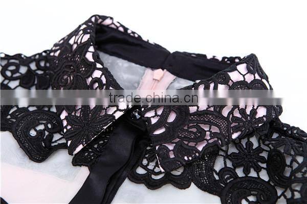 New long-sleeved black lace stitching fluffy skirt fashion dress women's clothing imported from china