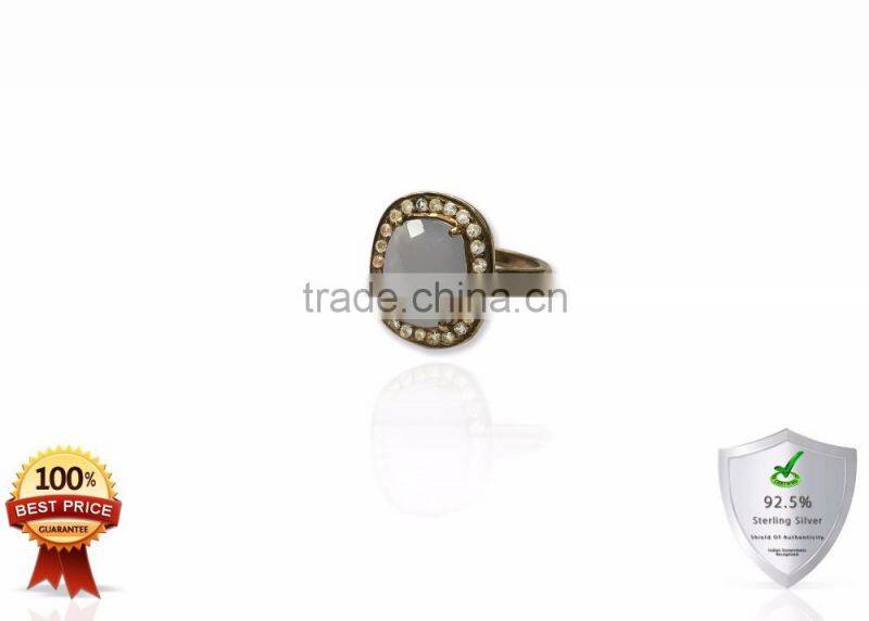 925 Sterling Silver Gemstone Ring With Blue Chalcedony