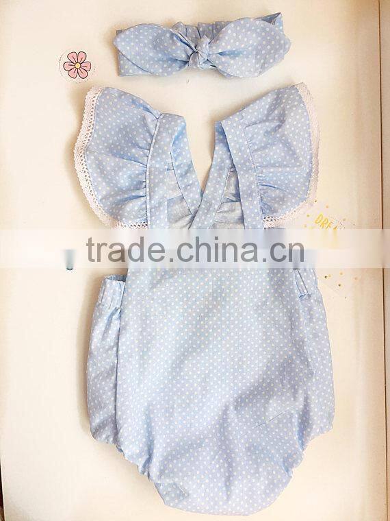 Baby Boutique Clothes Wholesale Infant Polka Dot Design Bubble Bodysuit Girls Ruffle Romper