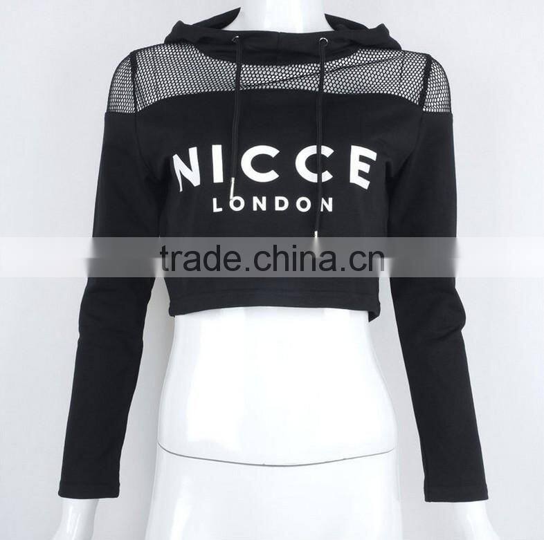 OEM/ODM Wholesale Bulk Pullover Swearshirts With Mesh Crop Hoodies for Women
