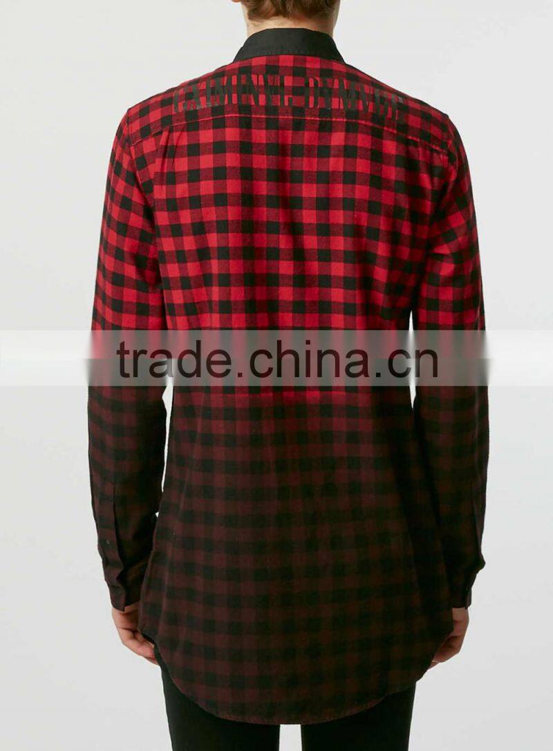 mans extra long plaid dyed shirts latest design