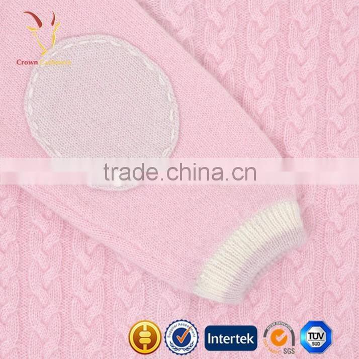 Baby Girl Winter Romper,Cashmere Cable Knit Romper with elbow patch