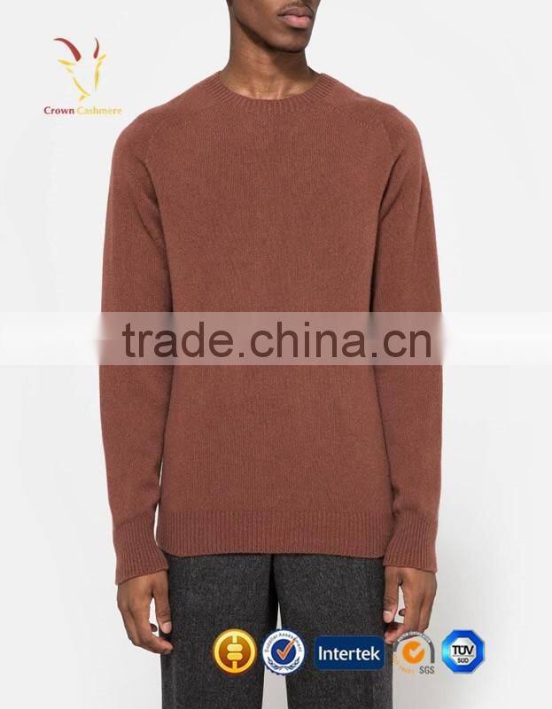 Brown Cashmere Knitted Jumper Men Sweater Knitwear