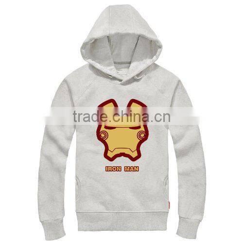 Wholesale fashion white plain Iron man printing bulk mans hoodies&sweatshirt