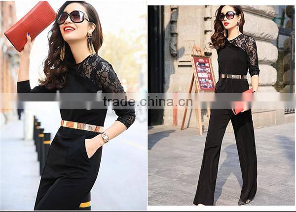 2015 fashion gauze fan k 'uan loose stitching female jumpsuits