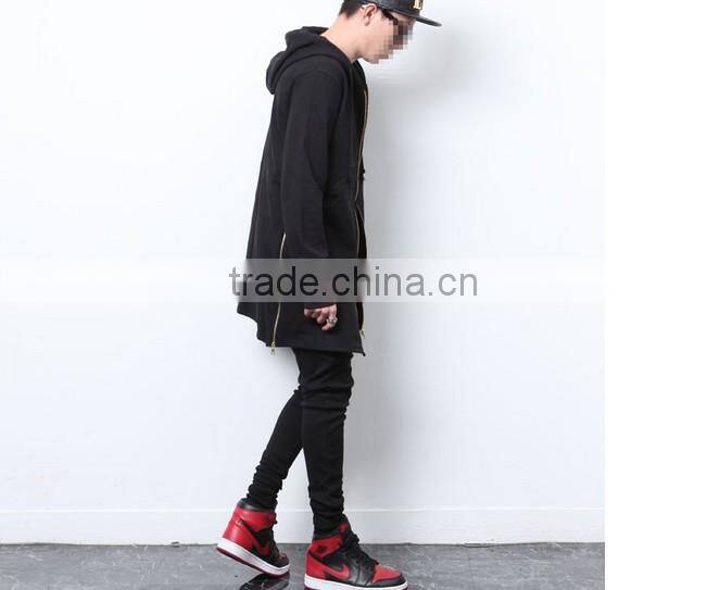 Long Black/White Side Zipper Man Hiphop Sweatshirt big and tall Hoodies