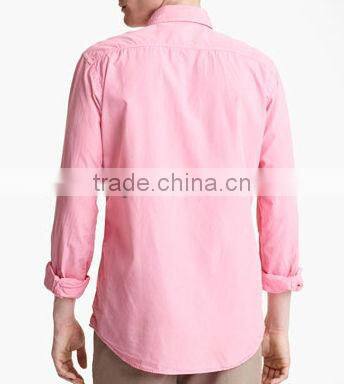 Newest design mens 100% cotton pink casual shirts