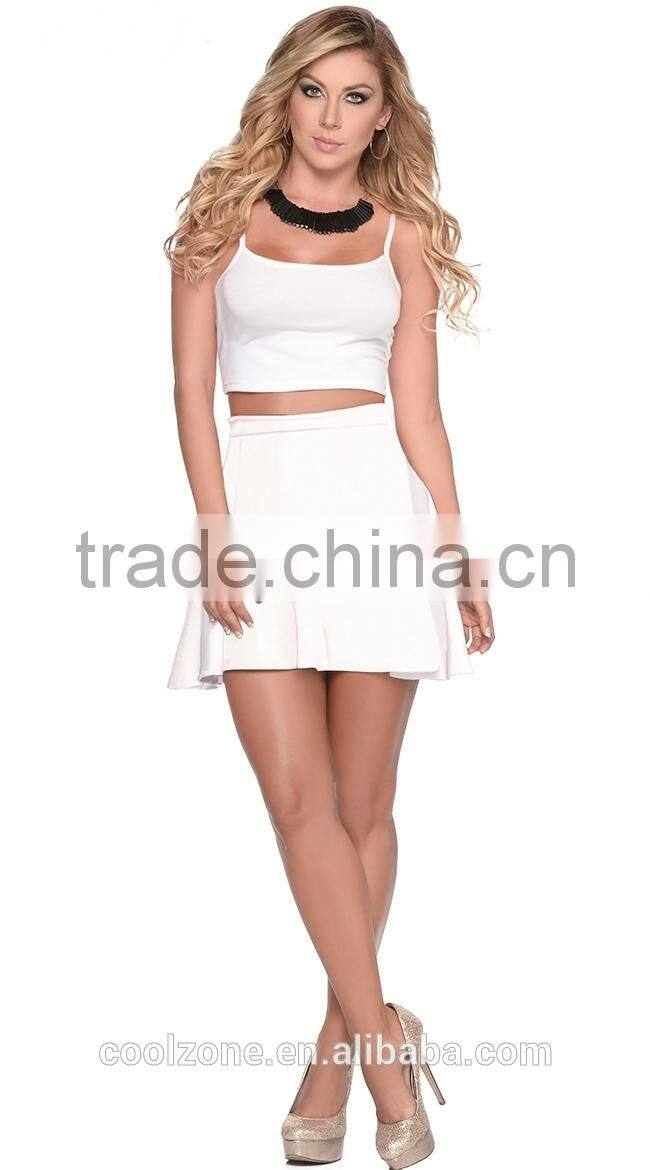 Fashion white it out flirty women crop and skirt suppliers