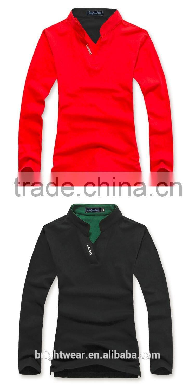 Men's 96%combed cotton 4%spandex polo shirt with stand collar