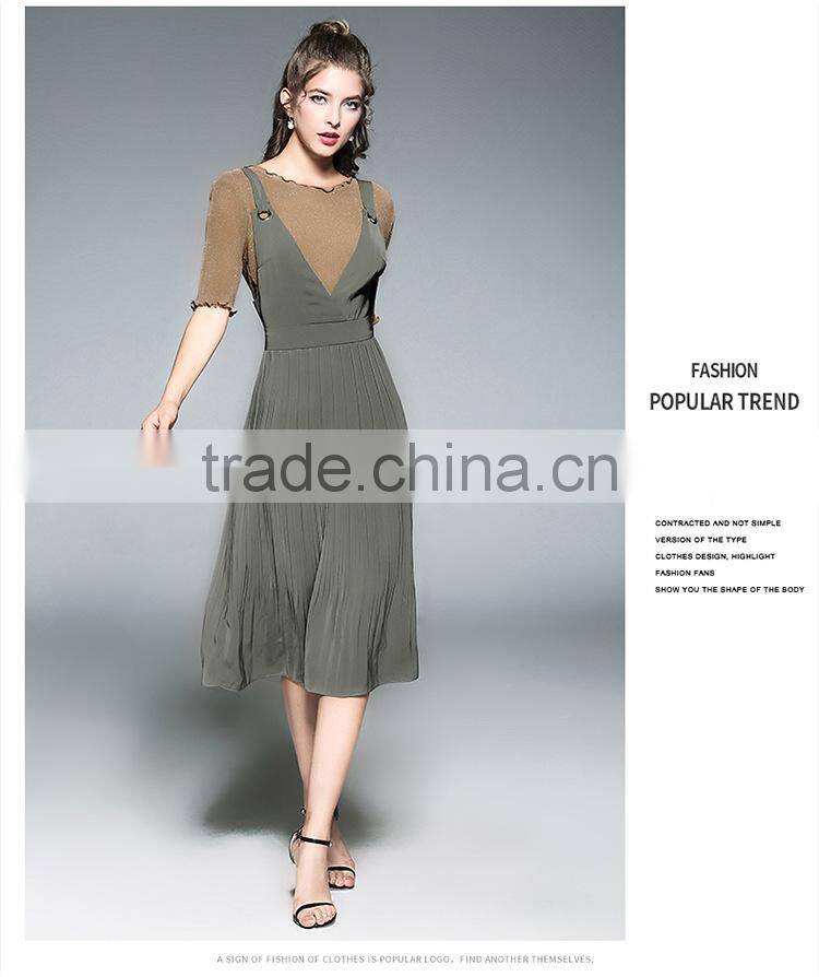 Dresses In Casual Dresses Deep V-Neck strapless high-waisted accordion pleated skit two pieces dresses