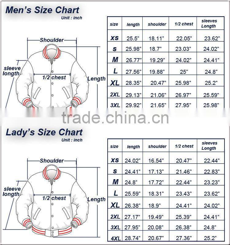 Customize Custom Made Youth Size Cheap American College Letterman Varsity Baseball High School Uniforms Men Winter Bomber Jacket