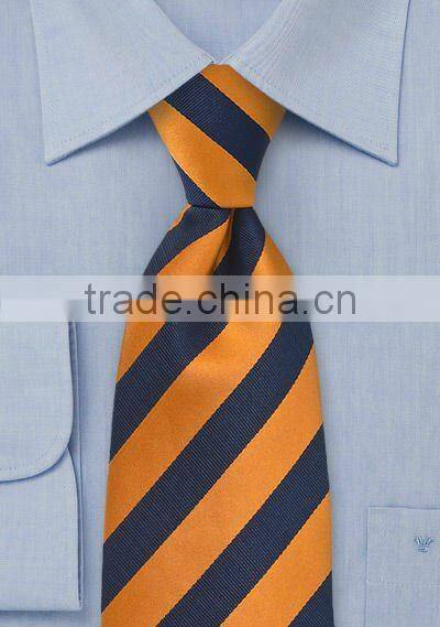 woven polyester neck tie in orange and navy