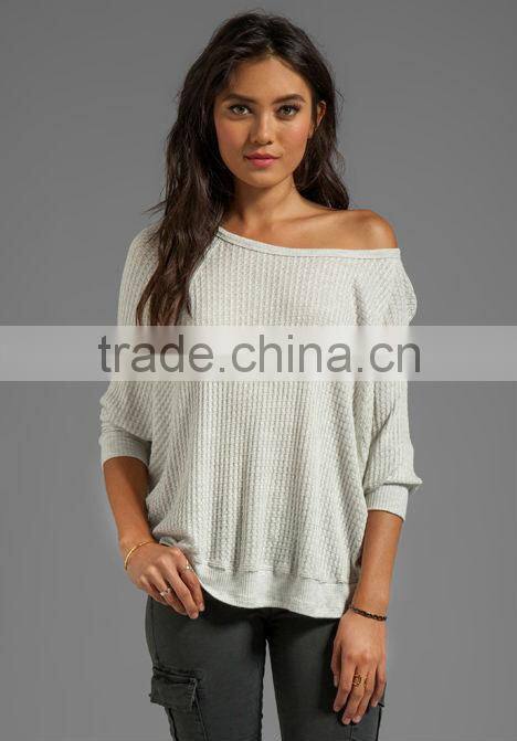 Thermal Knit Over Sized Long Sleeve Tops