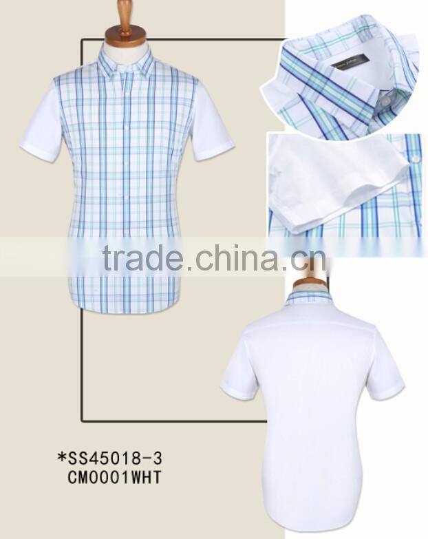 100% cotton latest stylish checked fashion short sleeve men shirts for summer