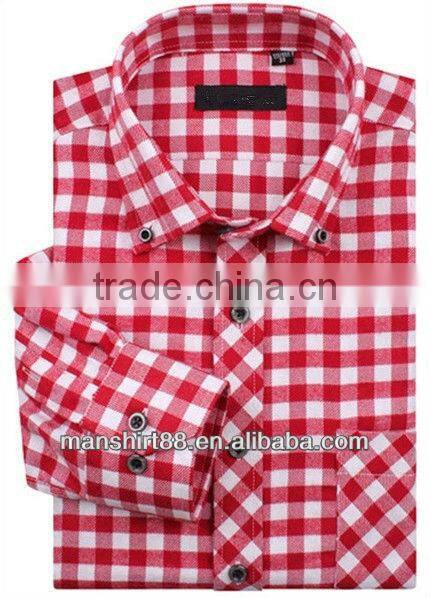 2016 Elegant fancy style 100%Cotton Single velvet Checked thickening Shirt for men