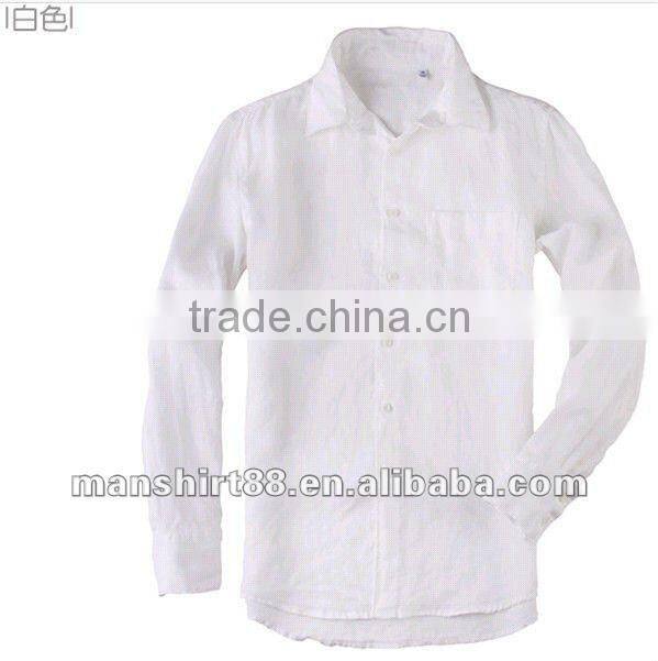 Exclusive style Natural fiber 100%Organic White Linen shirt for men Peaked collar S,M,L,XL,XXL