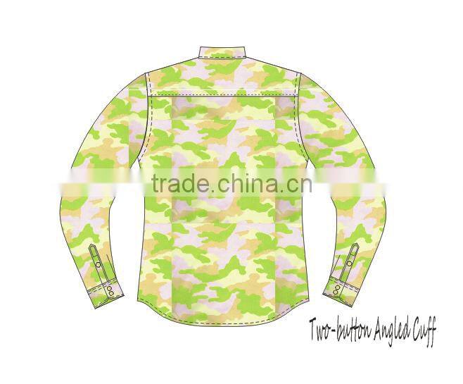 Designer custom half placket camo shirt