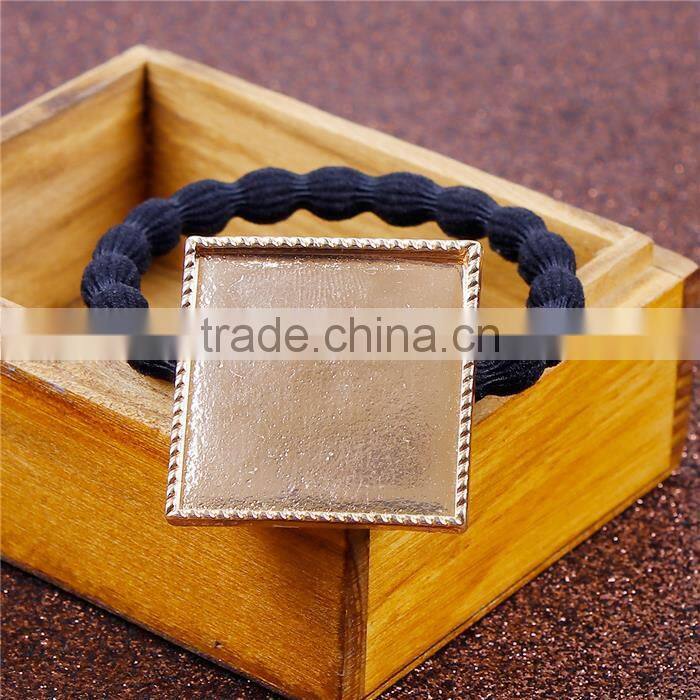 Zinc Based Alloy DIY Resin Mold For Jewelry Making Hair Ties Square Gold Plated & Black