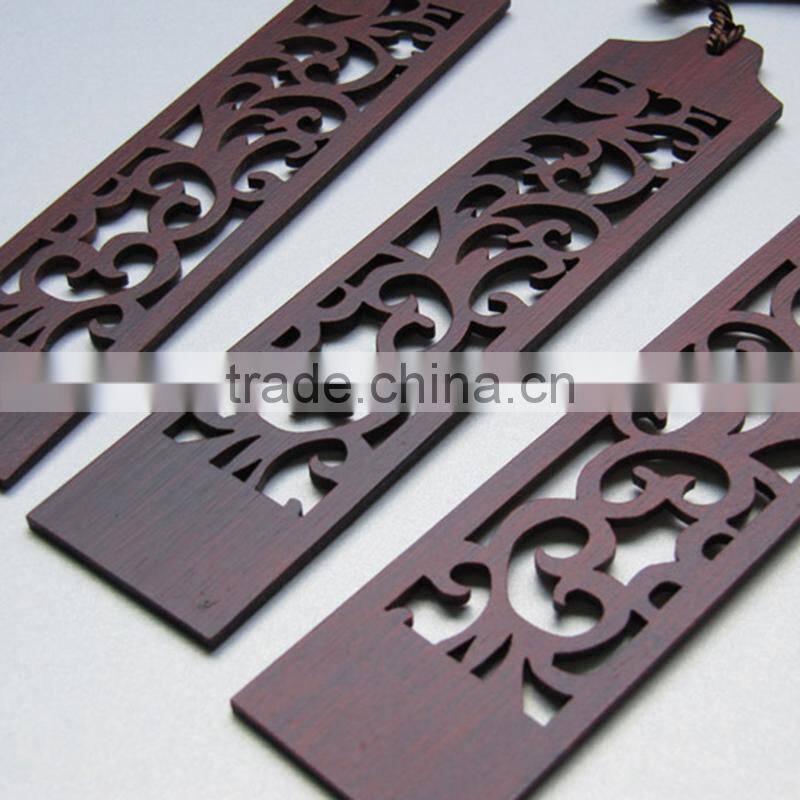 Chinoiserie Craft Flower Through Carved Wooden Bookmark