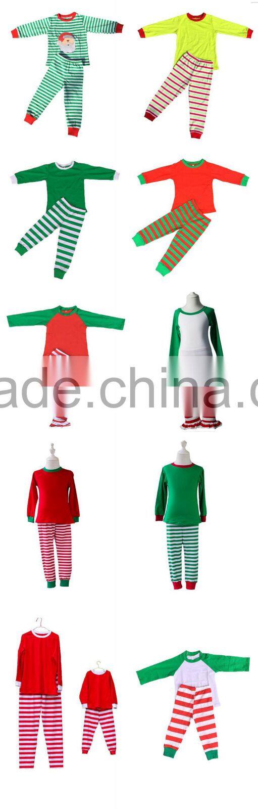 wholesale children organic cotton fabric pajamas kids girls matching fancy striped pajamas