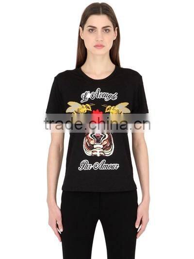 New Womens Cotton Silk Screen Printed T-Shirt Customize Ladies O neck Short Sleeve Printed T Shirts
