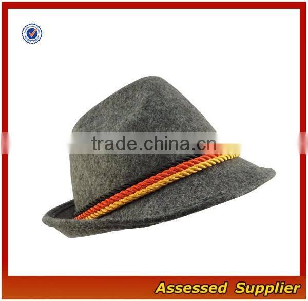 Custom high quality fedora wool hat man hat traditional oktoberfest german felt hat with feather for oktoberfest festival