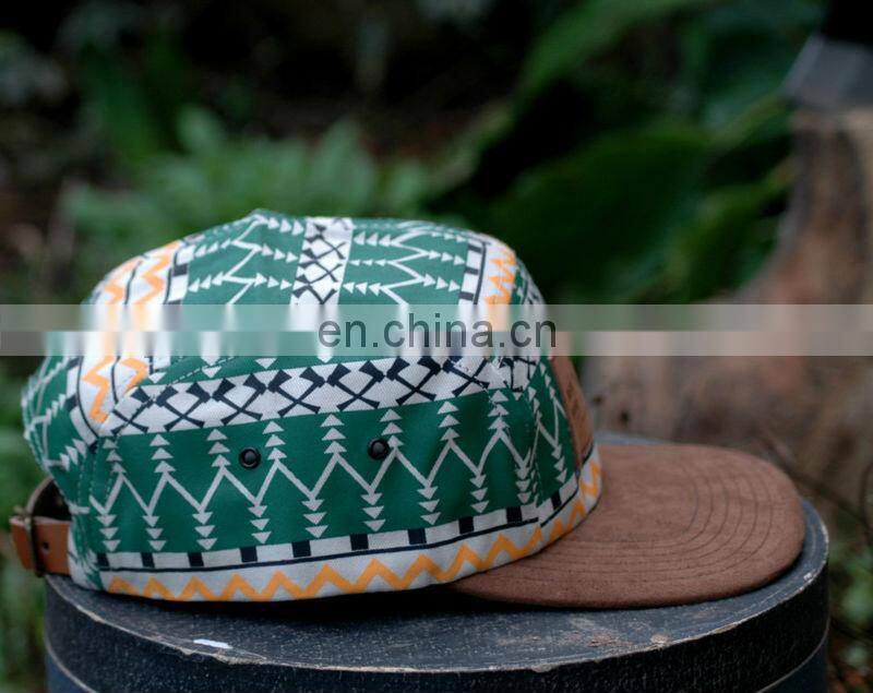 Leather Patch Digital Printing 5 Panel Cap