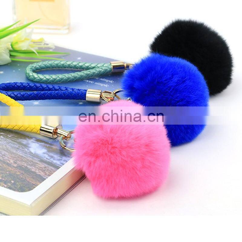 Cute boutique fur pom pom gift rabbit fur pendant for decoration