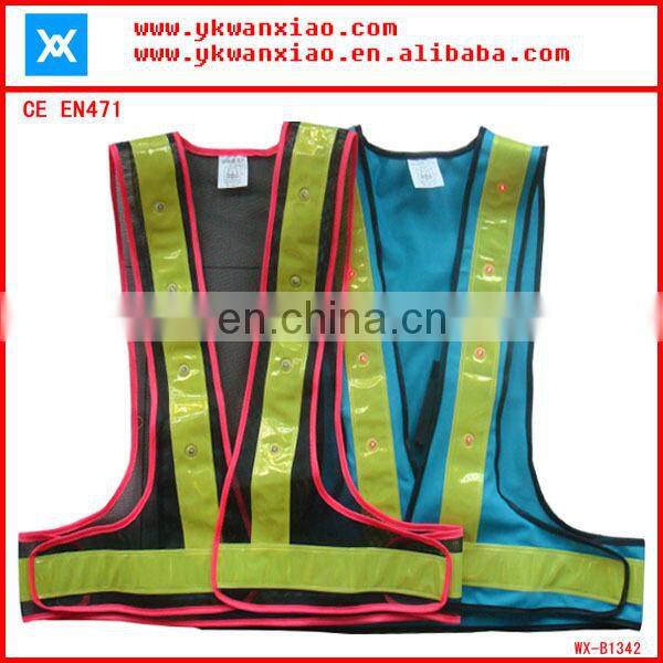 factory custom made light mesh led tubes flashing led lights high visibility Flashing reflective jacket LED