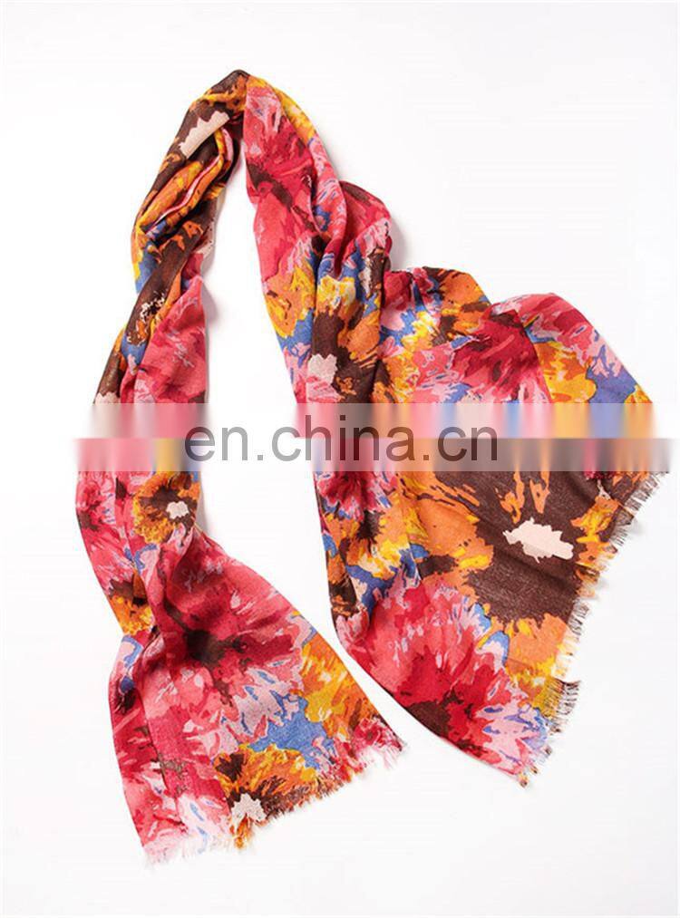 2017 new designs wholesale autumn winter warm women printed infinity wool shawl fashion lady custom scarf pure wool blanket