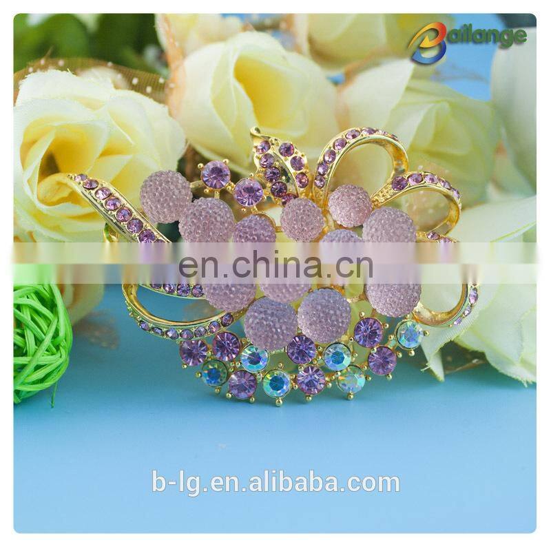 Bailange wholesale bridal crystal rhinestone brooch vintage peacock brooches for wedding invitation