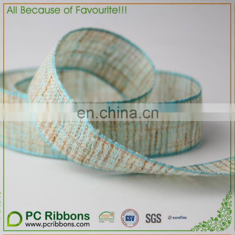 1.5 inch Hot sale simulated linen ribbons in factory price